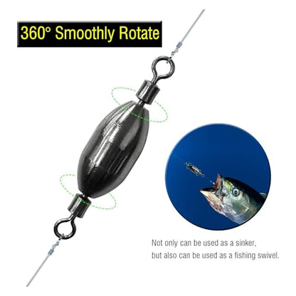 AMYSPORTS Saltwater Fishing Weights Swivel Bullet Sinkers Fishing Weight Brass Fishing Weights Freshwater Bass Sinker Weight with Swivel Rolling - size: Size13 (3/8oz.) 10pcs