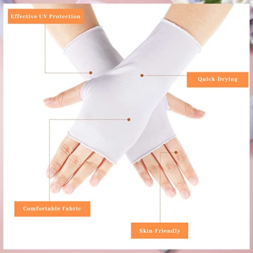 Geyoga 8 Pairs Sun Protection UV Gloves for Women Fingerless Hand UV Protection Glove for Gel Manicures Summer Driving Biking - color: White, Gray, Skin