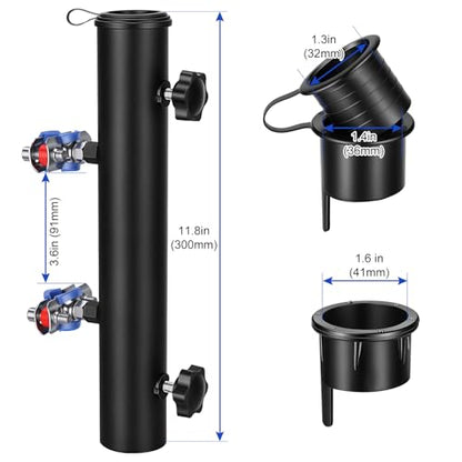 Heavy Duty Fishing Rod Holder for Beach Wagon, Umbrella Holder Clip on Wagon, Cart, Chair for Fishing, Beach, Camping, Ball Park, Fishing Pole Holder with Mount Clamp (3/5” to 9/10” Inner Diameter)
