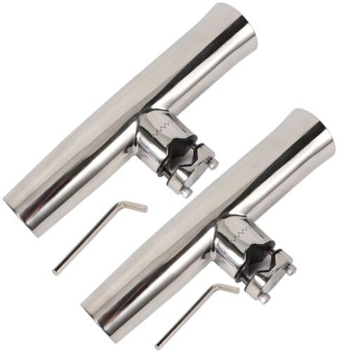 2PCS Stainless Tournament Style Clamp on Fishing Rod Holder for Rails, Rail Mount Rod Holder