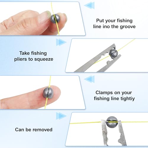 Split Shot Sinker Fishing Weights, 120pcs Removable Round Split Shot Fishing Line Sinkers Clip On Weights for Freshwater Saltwater Fishing - size: Mix Sizes 135pcs