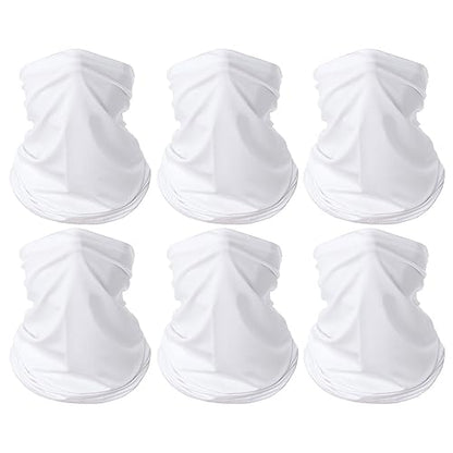 6 Pieces Summer Face Cover Scarf Mens Neck Gaiter For Men Women UV Protection Face Breathable Sun Protection Cycling Running - color: White(6-pack)
