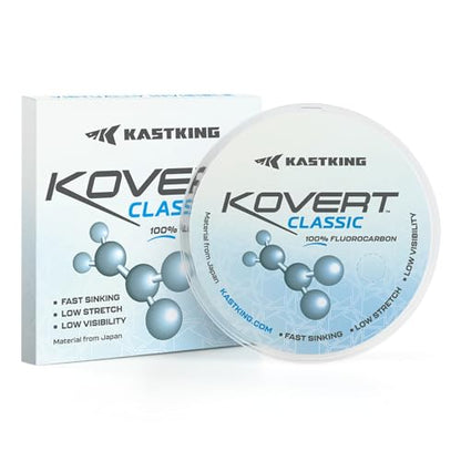 KastKing Kovert 100% Fluorocarbon Fishing Line - Clear Fishing Leader, High Sensitivity, Strong Knot Strength, Shock & Abrasion Resistant, Extreme Clarity, Ultra-Low Visibility, Fast Sinking - color: Kovert Classic (Durable & Abrasion Resistant）, size: 15
