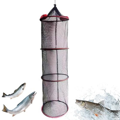 Fishing Net Bucket - Fish Drying Rack, Hanging Fish Dryer | Caught Mesh Net Basket for Outdoor Floating Water Fishes, Fishing Supplies, Foldable Fish Basket - size: 25x60cm