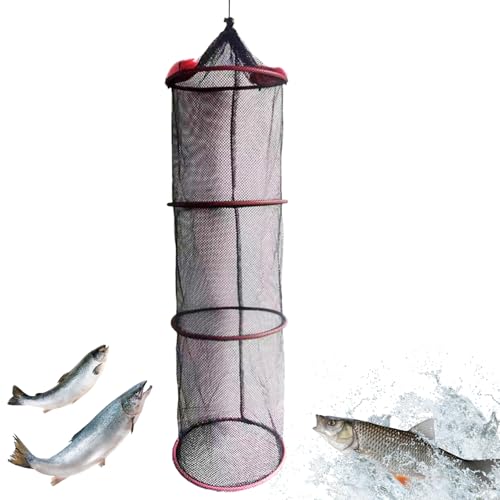 Fishing Net Bucket - Fish Drying Rack, Hanging Fish Dryer | Caught Mesh Net Basket for Outdoor Floating Water Fishes, Fishing Supplies, Foldable Fish Basket - size: 25x90cm
