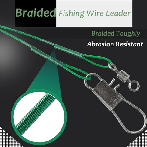 AMYSPORTS Saltwater Steel Leaders Fishing Rigs Heavy Duty Wire Leader Lures High Strength Fishing Leader Freshwater Black Nickel - size: #6 (11.8in-70lb) 30pcs