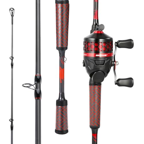 Sougayilang Spincast Fishing Rod and Reel Combo - 2-Piece Lightweight & Portable Casting Rod with Easy-to-Use Spincast Reel for Beginners, Youth, Freshwater Fishing - color: Red, size: 1.8M/5.9ft