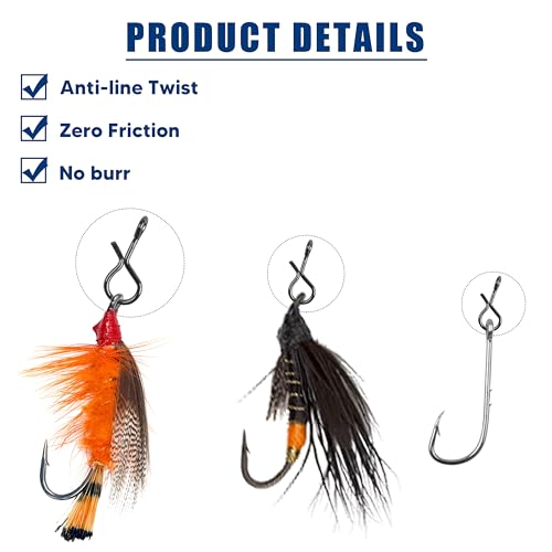 AGOOL Fly Fishing Snap Clips, 100/150pcs Quick Change Lure Clips Micro Fly Swivels Snaps Stainless Steel No Knot Snap Connectors Fly Hook Lure Snap for Flies, Jigs, Lures 3 Sizes - size: Size M-6.6LB-100pcs
