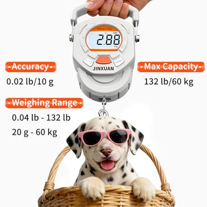Fishing Scale Luggage Scale 132lb/60kg Digital Fish Scale, Fish Weight Scale with Backlit LCD Display, Luggage Weight Scale with 4 Units, 2 AAA Batteries, Hanging Scale for Fishermen Travelers - style: Battery Powered