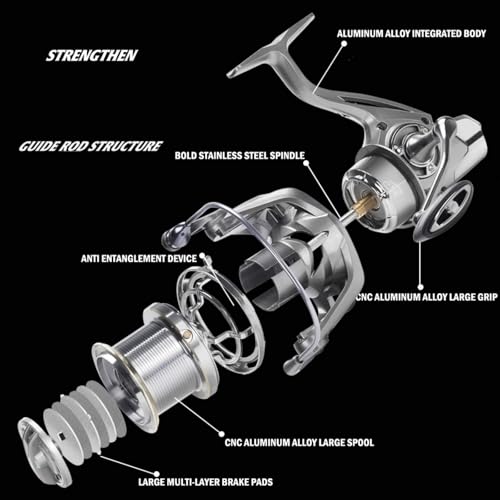 Heavy Duty Spinning Reel Metal Body with CNC Machined Spool 55LB Max Drag 8/10+1 BB Ultra Smooth 4.1/4.6/4.8:1 High Speed Gear Ratio Saltwater Freshwater Fishing Reel for 8000 to 16000 Series - color: SKM10000