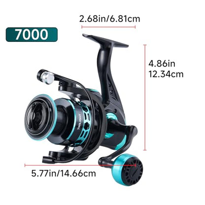 HAUT TON Dolphin Advance Edition Spinning Reel,5.2:1Gear Ratio,22LBS,5+1BB,Backlash Free Bearing,Sealed Drag System,Saltwater,Freshwater Fishing Reels - color: TGB, size: 7000