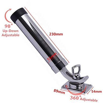 Deck Mount Fishing Rod Holder, Marine Grade Stainless Steel Adjustable Fishing Rod Holders, Support for Marine Boat Yacht - color: Silver 8201SA