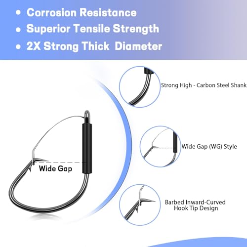 Natufish 25-Pack 2X Strong Weedless Wacky Rig Hooks - Ultra Sharp Neko Rig Circle Weedless Hooks for Bass & Catfish,Saltwater & Freshwater - color: 2/0_25PCS