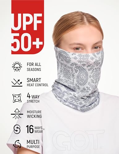 GOT Sports Cooling Neck Gaiter - UPF 50+ Fishing Face Mask for Men Women - Thermoregulation & UV Sun Protection - color: White Paisley