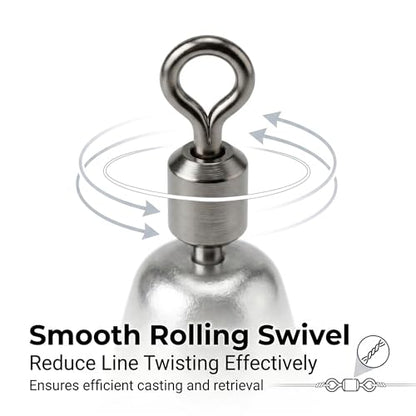 Drop Shot Fishing Weights with Rolling Swivel Streamlined Lead Fishing Sinkers for Freshwater Saltwater Catfish Bass Casting Fishing and Bottom Fishing Rigs - size: 3/16oz-25pcs-teardrop1