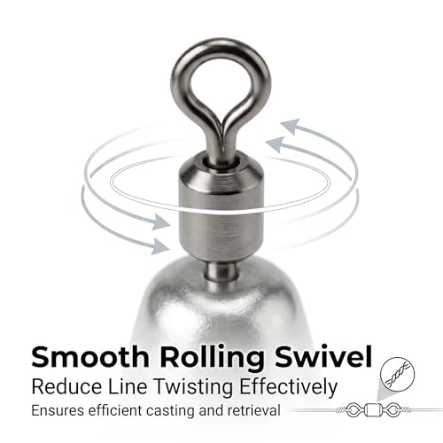 Drop Shot Fishing Weights with Rolling Swivel Streamlined Lead Fishing Sinkers for Freshwater Saltwater Catfish Bass Casting Fishing and Bottom Fishing Rigs - size: 1/4oz-25pcs-teardrop1