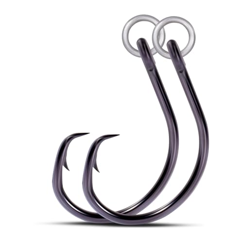 9KM DWLIFE Circle Hooks 4X 25Pcs Strong Corrosion-Resistant High-Carbon Steel Fishing Hooks with Ring for Catfish, Bass Saltwater Circle Hooks - size: 1/0#