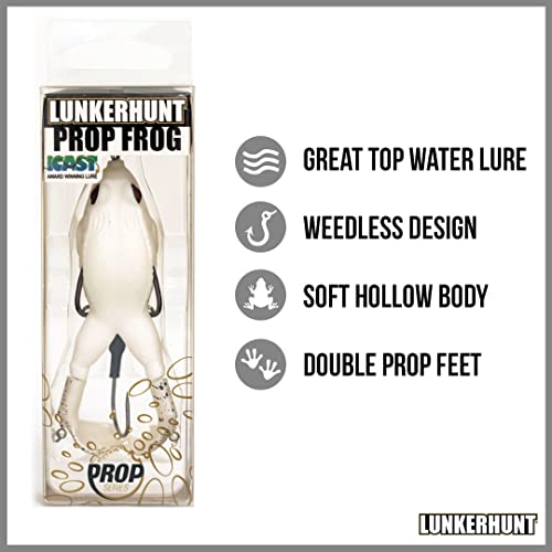LUNKERHUNT - Frog Bait for Bass Fishing | Soft Hollow Body Weedless Frog for Bass Fishing and Trout | Weedless Realistic Bait Frog Lure, Freshwater with Sharp Hooks Lures and Double Propellers Feet - style: Pearl
