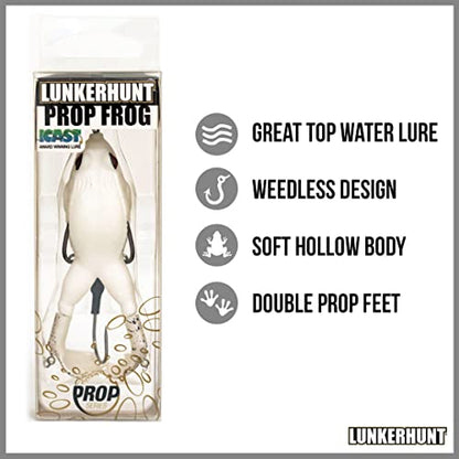 LUNKERHUNT - Frog Bait for Bass Fishing | Soft Hollow Body Weedless Frog for Bass Fishing and Trout | Weedless Realistic Bait Frog Lure, Freshwater with Sharp Hooks Lures and Double Propellers Feet - style: Pearl