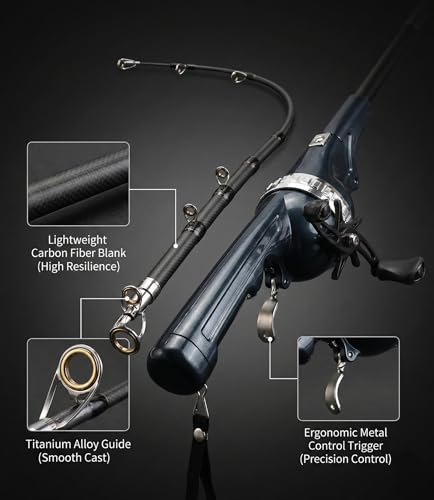Telescopic Fishing Rod and Reel Combo for Adults & Beginner | Integrated Anti-Tangle Spincast Reel, Pre-Spooled Line, Foldable Pocket Fishing Pole, Compact Travel Gear for Camping, Hiking