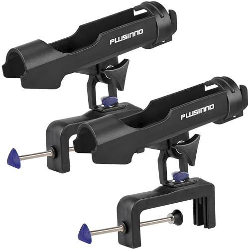 PLUSINNO Fishing Boat Rods Holder Large Clamp Opening 360 Degree Adjustable Fishing Rod Racks Folding Holder - color: RH30 MAX OPENING 4.75 inch 2Pack