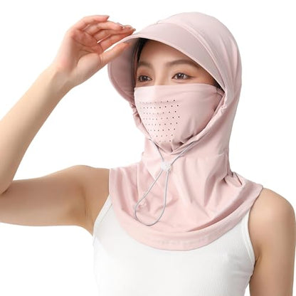 3 in 1 Summer Cooling Balaclava Breathable Sun UV Protection Hood Face Mask with Ear Loops for Men Women - color: Pink
