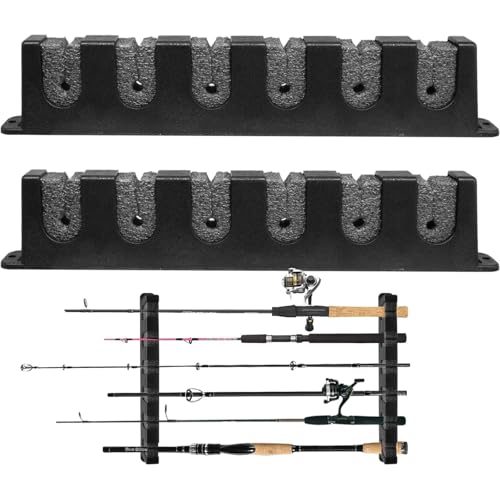 2-Pack Wall-Mounted Horizontal Fishing Rod Holders Fits Most Rod Diameter