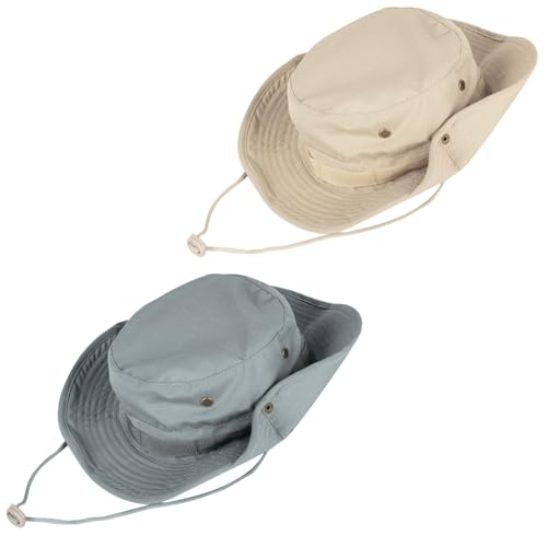 Sun Hats for Men Women Bucket Hat UPF 50+ Boonie Hat Foldable UV Protection Hiking Beach Fishing Summer Safari - color: 2pack-beige+light Gray