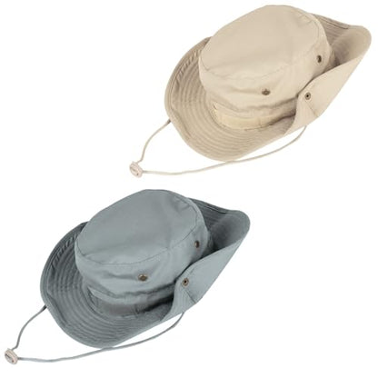 Sun Hats for Men Women Bucket Hat UPF 50+ Boonie Hat Foldable UV Protection Hiking Beach Fishing Summer Safari - color: 2pack-beige+light Gray