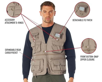Rothco Uncle Milty Travel Vest - Outdoor Fishing Camping 17 Cargo Pocket Jacket - color: Black, size: Small