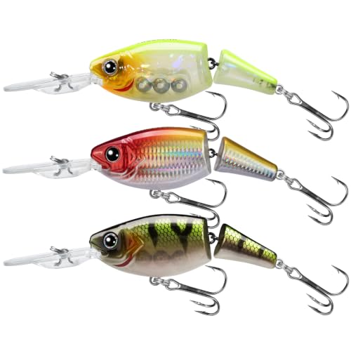 TRUSCEND Swimmax Easy Catch Fishing Lures with BKK Hooks, Wiggling, Vibrating, Rattling and Gurgling for More Bite, Heavy-Duty Dyneema Fiber Jointed Swimbaits for Bass, Trout, Walleye, Crappie, Pike - color: E1-2.8"-0.46oz