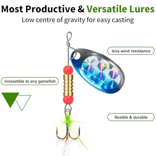 TRUSCEND Swim or Jig Fishing Spinner Baits for Freshwater and Saltwater, Rooster Tail Fishing Lures for Trout Bass Walleye Crappie Salmon Pike, Blade Bait with Copper Blade - color: D-12pcs-2.2-3in