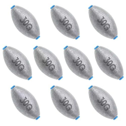 Egg Sinkers Fishing Weights, Bullet Fishing Weights | Lead Oval Shaped Fishing Weights Sinkers for Saltwater Freshwater Fishing 1/4oz to 3oz - size: 1oz-10pcs