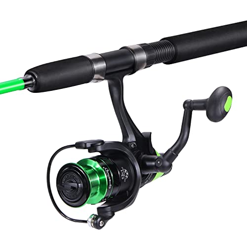 Sougayilang Catfish Fishing Rod and Reel Combo, 2-Piece Spinning Combo, Durable Graphite & Glass Blanks Fishing Pole for Crappie - color: Green-Fast-MH, size: 6.9ft and 3000 reel