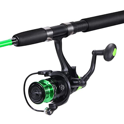 Sougayilang Catfish Fishing Rod and Reel Combo, 2-Piece Spinning Combo, Durable Graphite & Glass Blanks Fishing Pole for Crappie - color: Green-Fast-MH, size: 6.9ft and 3000 reel