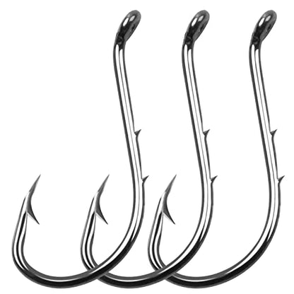 Offset Octopus Circle Hooks, 100pcs Baitholder Fishing Hooks Sharp Beak Fishing Gear and Equipment for Catfish Freshwater Saltwater Steelhead Trout Bass, Black, Size #8-6/0 - size: Size 6/0 - 100pcs