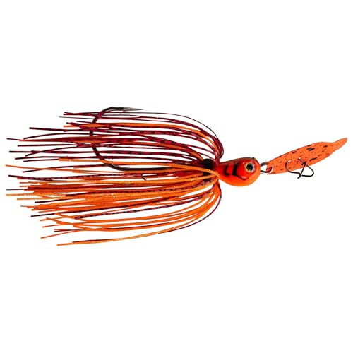Strike King Thunder Cricket Fishing Lure, Vibrating Swim Jig, Silver Blade, 4/0 Jungle-Style Flipping Hook - color: Fire Craw, size: 3/8 oz