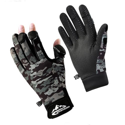 SUJAYU Fishing Gloves Men & Women, Ice Fishing Gear Hunting Gloves for Men Cold Weather, Kayak Gloves Fly Fishing Gear Cold Weather Hunting Gear - color: Camo Grey, size: Large