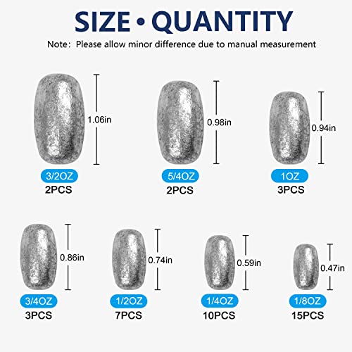 Fishing Egg Sinker Weights Kit, 42pcs Saltwater Fishing Weights Assortment Oval Drop Bass Casting Worm Weights Tackle for Saltwater Freshwater Fishing
