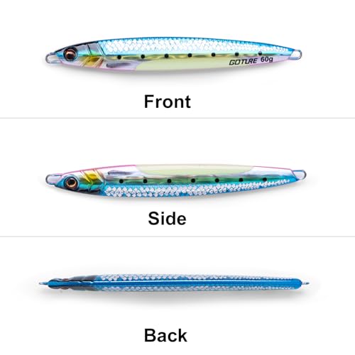 Goture Fishing Jigs, 40g 60g 80g Vertical Jig Saltwater Freshwater, Jig Fishing Lures with Assist Hook and Treble Hook, 5PCS Jigging Spoon Lures, Speed Fast Fall Jigs for Tuna,Salmon,Bass - color: B:5pcs Fishing Jigs, size: 80g