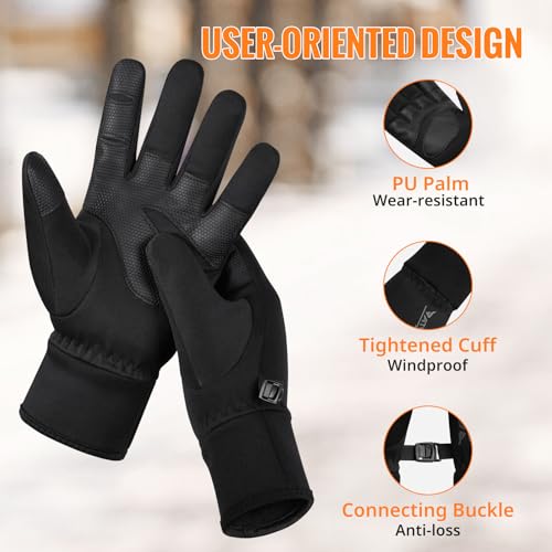 ATERCEL Winter Gloves Men and Women Cold Weather Glove Touchscreen Warm Waterproof Bicycle Gloves Sports Ski Glove - size: Small