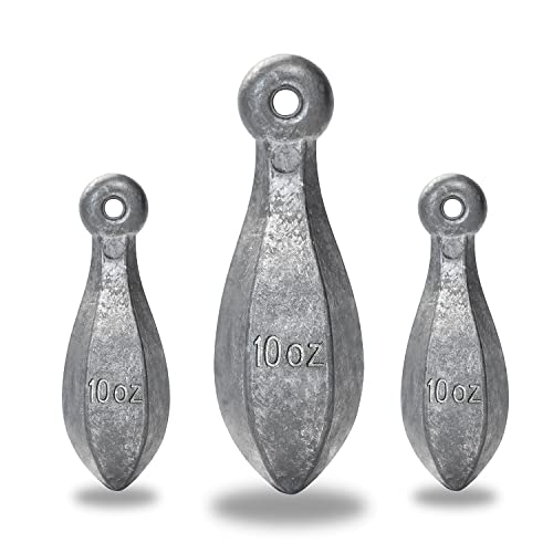 BLUEWING Bank Sinker 1LB/2LB/3LB/5LB/6LB Box Fishing Weights Saltwater Bullet Lead 1oz,2oz,3oz,5oz,8oz,10oz,12oz,16oz,32oz - style: #18 10oz, 5 Pack