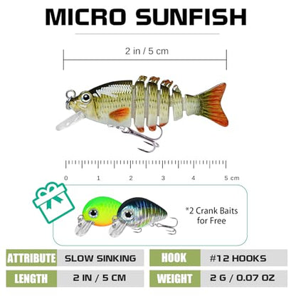 TRUSCEND Swimmax Easy Catch Fishing Lures with BKK Hooks, Wiggling, Vibrating, Rattling and Gurgling for More Bite, Heavy-Duty Dyneema Fiber Jointed Swimbaits for Bass, Trout, Walleye, Crappie, Pike - color: B-2",0.07oz