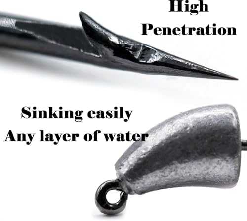 FishTrip Bullet Jig Head Weighted Hooks,10pcs Texas Rigs EWG Hooks for Bass Fishing Saltwater 1/16 1/8 1/4 1/2 oz - size: 1/4 oz (10-Pack)