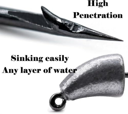 FishTrip Bullet Jig Head Weighted Hooks,10pcs Texas Rigs EWG Hooks for Bass Fishing Saltwater 1/16 1/8 1/4 1/2 oz - size: 1/4 oz (10-Pack)