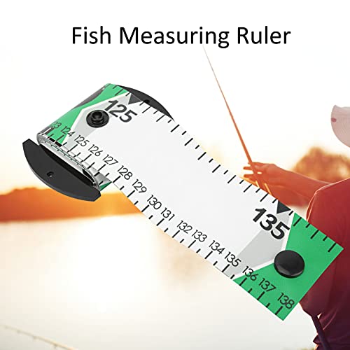 138 X 5cm PVC Fish Measuring Ruler, Foldable Fish Measuring Tape with Cm Inch Scale, Compact 8 X 5.5cm Roll, for Boat Kayak Ice Fishing Anglers (Green) - color: Green
