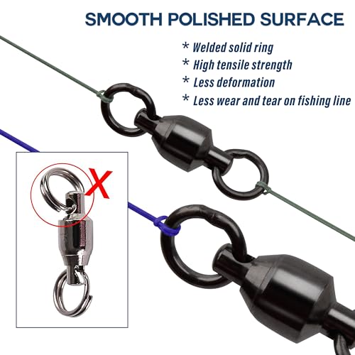Ball Bearing Swivels Fishing Barrel Swivel, 20pcs Swivels Fishing Tackle High Strength Fishing Swivels Stainless Steel Solid Welded Ring Fishing Leader Lures Connectors for Salwater Freshwate Fishing - size: 0#_35lb_20pcs