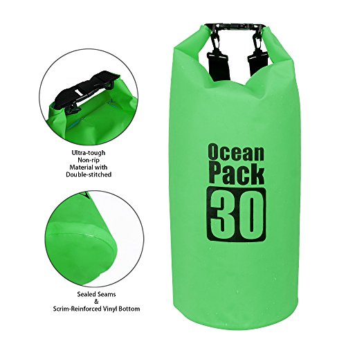 Dry Sack/Floating Waterproof Bag 2L/5L/10L/20L/30L for Boating, Kayaking, Hiking, Snowboarding, Camping, Rafting, Fishing and Backpacking - color: Green, size: 2L