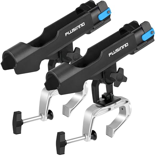 PLUSINNO Fishing Boat Rods Holder Large Clamp Opening 360 Degree Adjustable Fishing Rod Racks Folding Holder - color: RH20 MAX OPENING 1.97 inch 2PACK