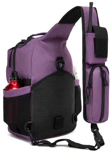Tactical Sling Backpack Holster Range Shoulder Bag 15L Crossbody Bag Water Bottle Holder Radio Pouch 6 Elastic Slots - color: Purple Deep